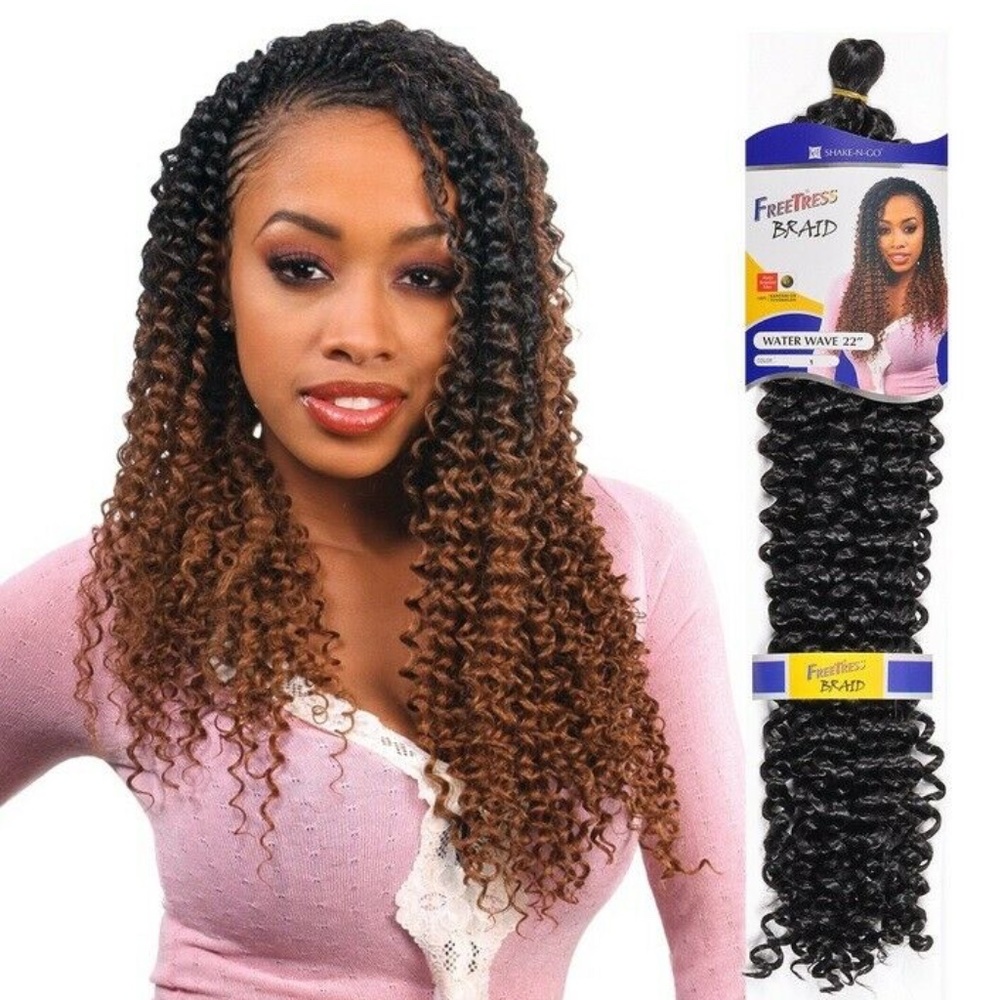 Freetress Synthetic Braiding Hair WATER WAVE BRAID 22" Color 1B - 4 packs